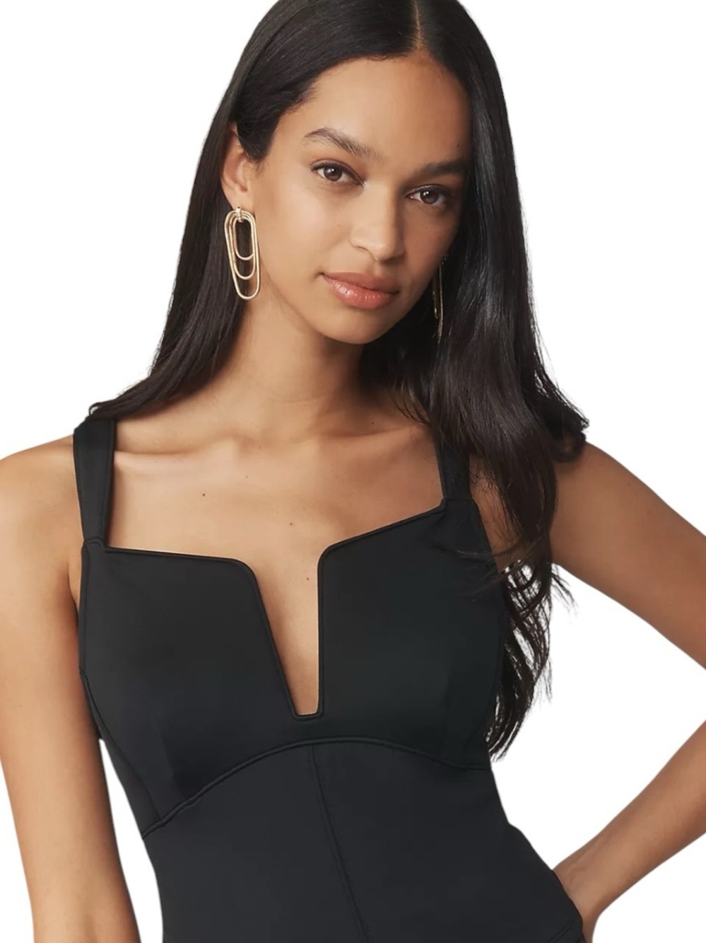 Anthropologie - NWT Structured Notch Neck Tank Top Black Sz S